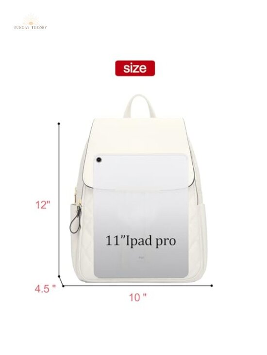 Quilted Faux Leather Travel Backpack Purse for Women, Adjustable Strap Casual main image 5